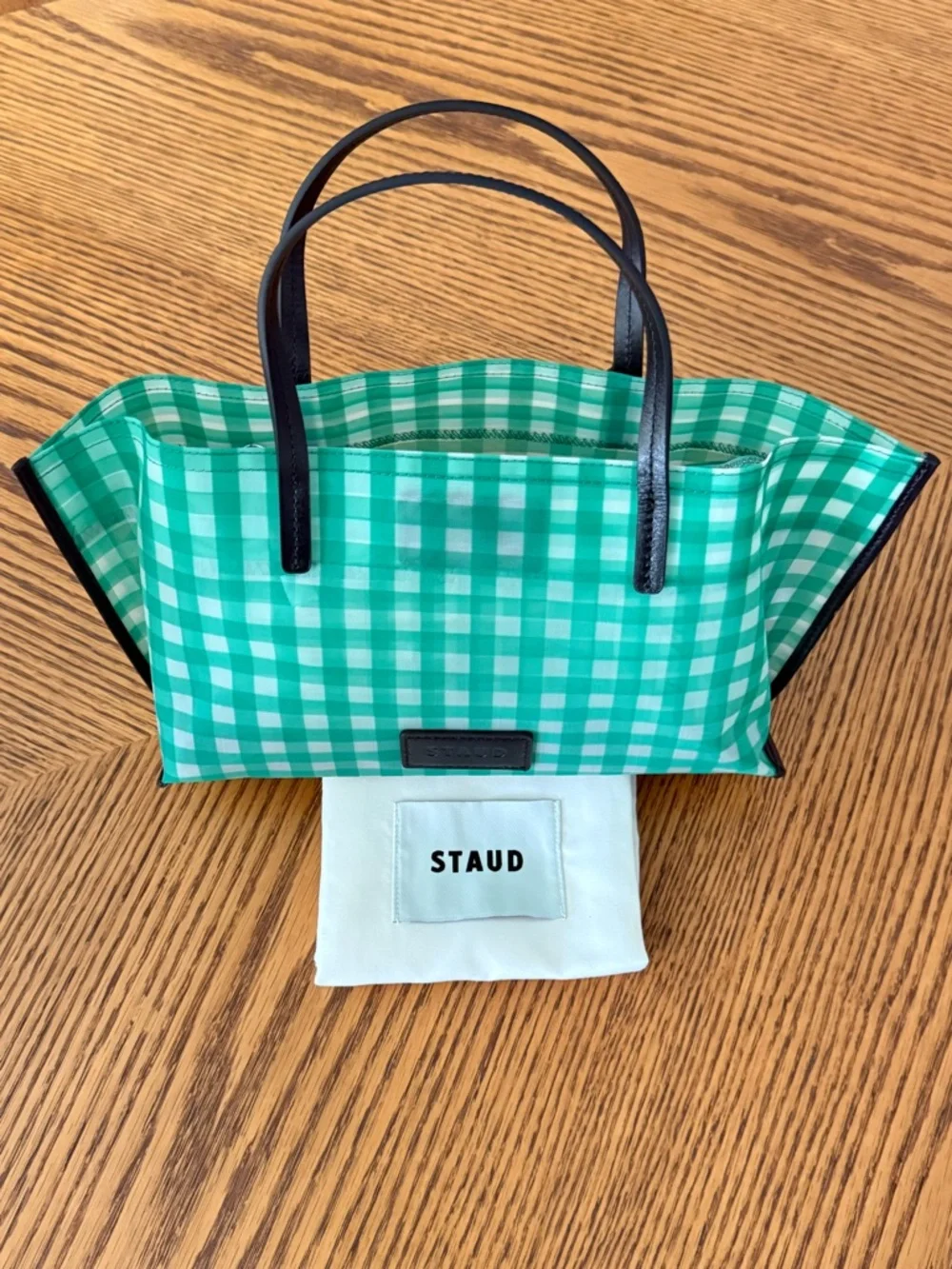 STAUD Christos Mini Mesh Tote - Jade Gingham